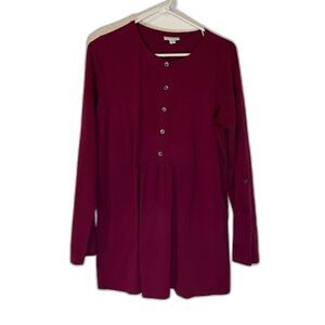 J Jill Tunic Top M Burgundy Long Sleeve Business Casual Minimalist Normcore Chic